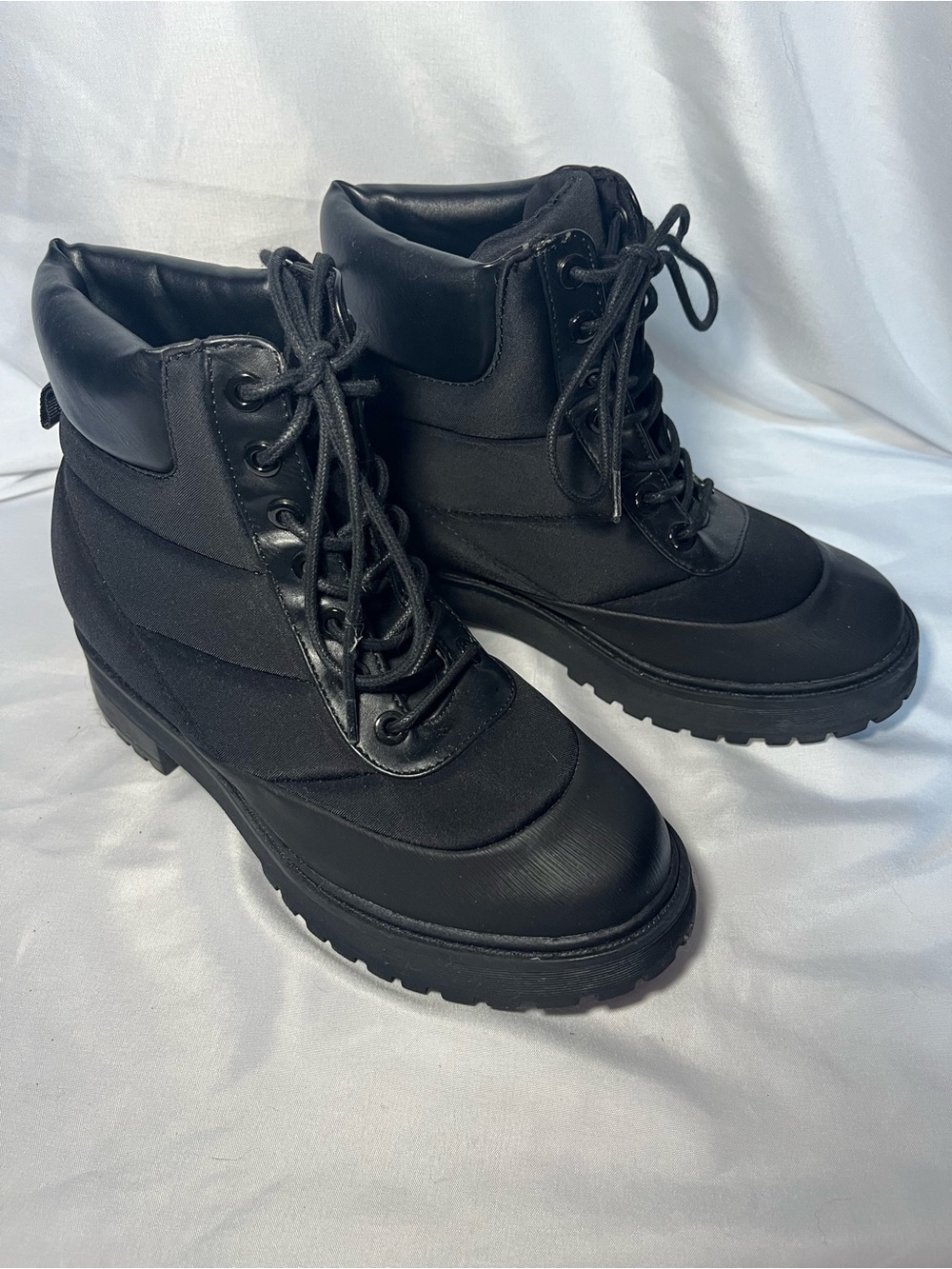 Zara Black Ankle/Tall Boots Women’s Size 7.5 US Lace-Up Combat Motorcycle